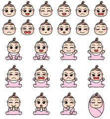 赤ちゃん（女の子）のイラストセット