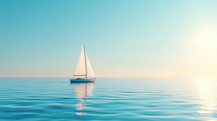 Fototapeta premium Sailboat at Sunset on Calm Ocean