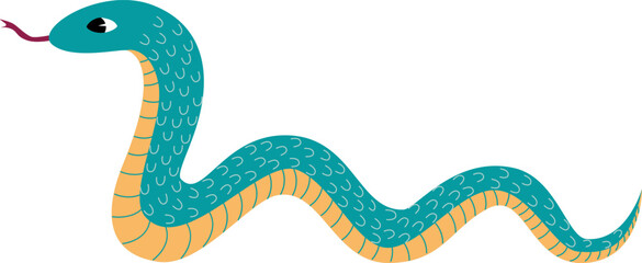 Fototapeta premium Cute Green Snake Illustration for Chinese New Year