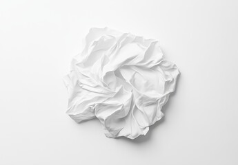 Fototapeta premium Abstract white crumpled fabric, textile swirl.