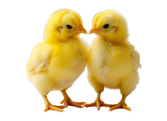 Fototapeta premium Two baby chicks standing next to each other