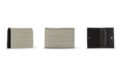 Set of women's classic leather wallet collection, credit cards wallet mockup, leather wallet, transparent background, view from all side
