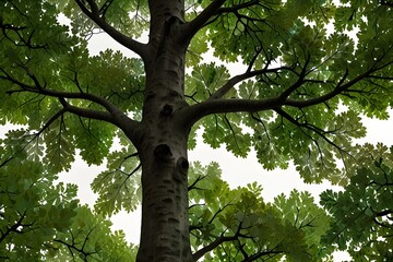 Obraz premium Tree with green leaves on a white background Generative AI