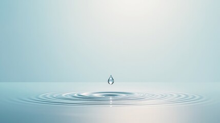 Rippling water surface captures serene moment of single droplet