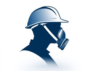 Man in helmet and gas mask, protection, safety, preparedness in hazardous environments