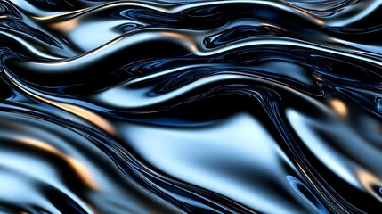 Naklejka premium Abstract Blue and Black Liquid Metal Swirls