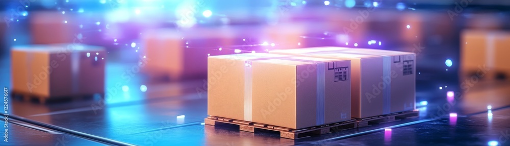 Poster pallet with box, streamlining logistics for efficient shipping and secure storage in warehouse envir