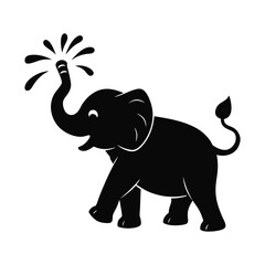 Obraz premium elephant on a white background silhouette vector illustration