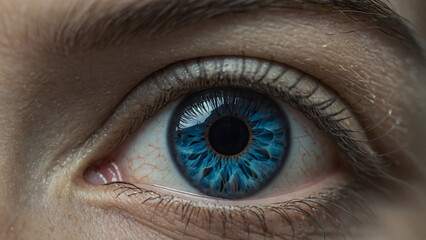 ultra closeup of blue human eye iris