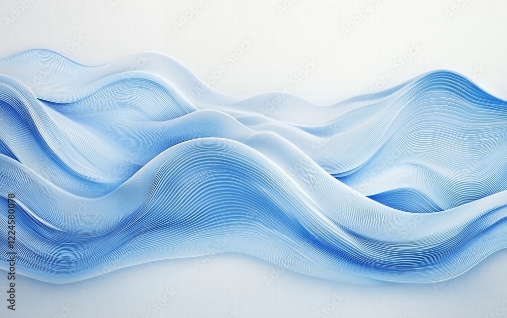 Poster abstract minimalistic blue wave design with fluid shapes and subtle textures