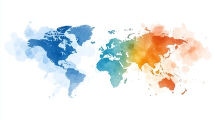 Obraz premium Detailed watercolor world map illustration for educational and decorative use