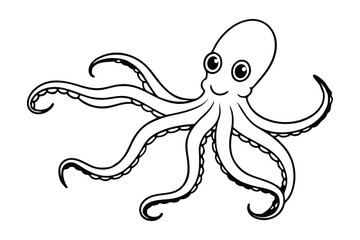 Atlantic Pygmy Octopus line art vector illustration1.eps