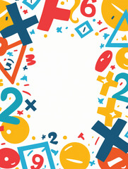 A colorful mathematical theme border featuring bold