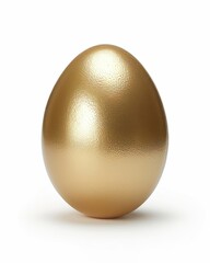 Golden Egg on White Background, Isolated. Savings, Wealth, Prosperity, and Investment Concept.