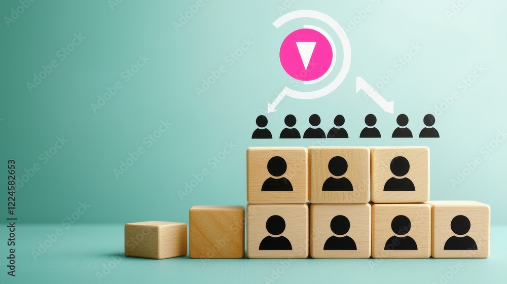 Poster wooden blocks with icons and graphical elements design