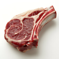 Fresh lamb chop ready for preparation in a kitchen setting with clean surfaces