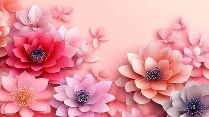 Delicate Paper Flowers Pink and Coral Blooms