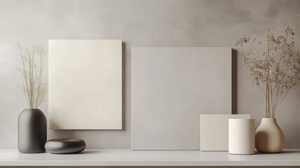Calm and Minimalist Interior Decor With Neutral Colors and Simple Shapes on Display