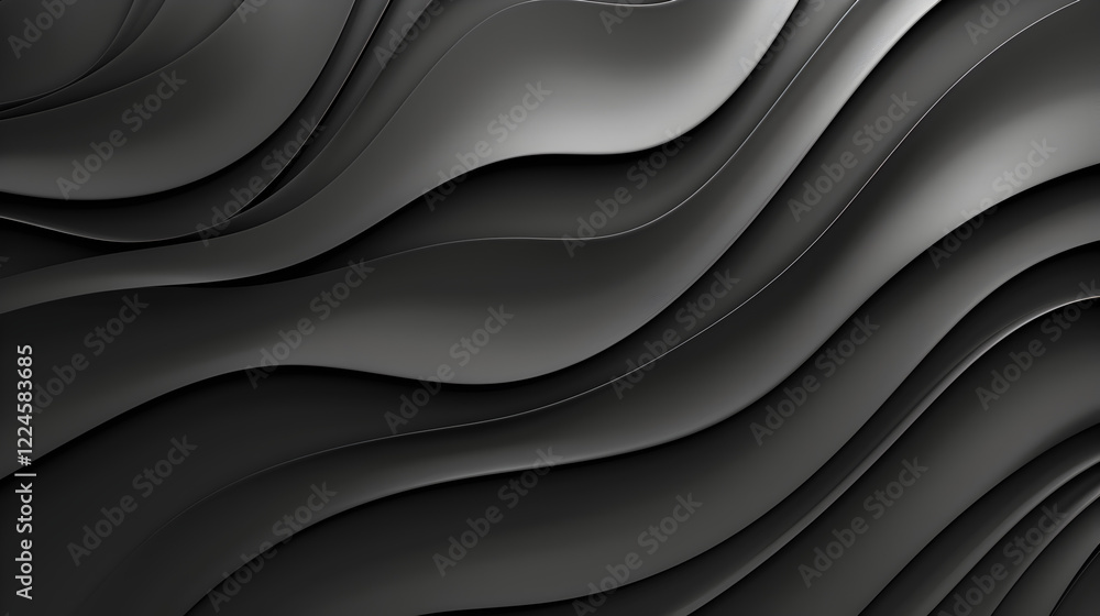 Poster abstract black wave patterns create a smooth, modern design.