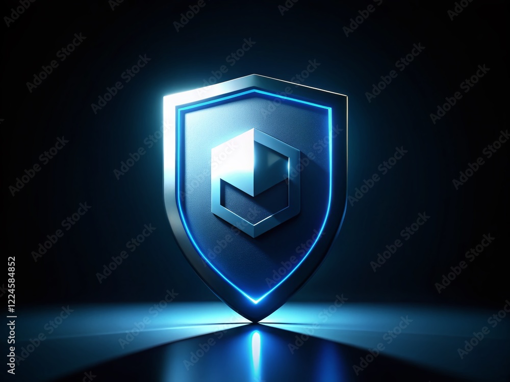 Poster dark blue shield with javascript code: low-light vector illustration
