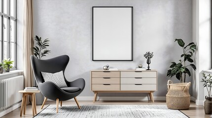 Contemporary Scandinavian Interior: Living Room with Design Elements, Artwork, and Personal Touches