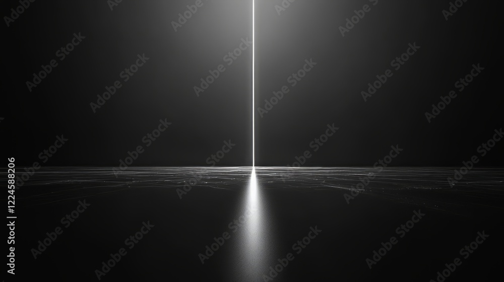 Poster minimalistic black background with a single thin vertical white line in the center