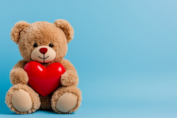 Obraz premium Cute Teddy Bear Holding Heart Illustration - Ideal for Valentine's Day Cards and Children's Books