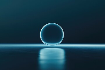 Sleek sphere resting on reflective surface, illuminated by soft