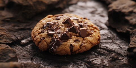 Fototapeta premium Chocolate Chip Cookie on Rocks