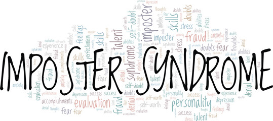 Obraz premium Imposter Syndrome word cloud conceptual design isolated on white background.