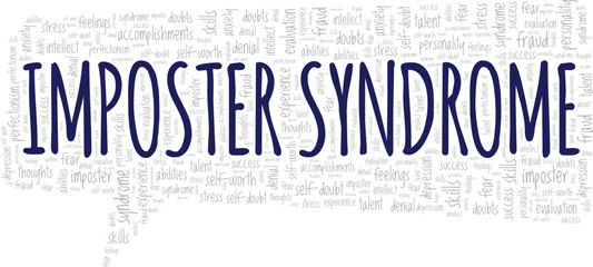 Imposter Syndrome word cloud conceptual design isolated on white background.