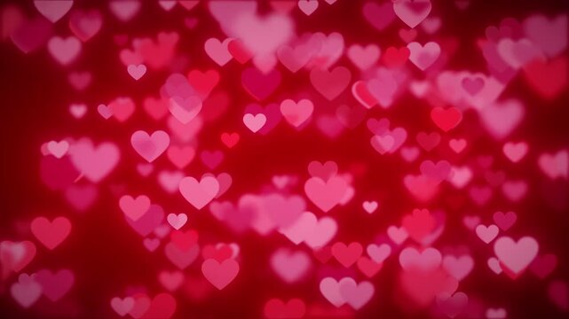 Abstract gradient background with red hearts shape flowing - infinite loop 002