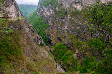 Obraz premium View of Cherek gorge in the Caucasus mountains in Kabardino-Balkaria, Russia.