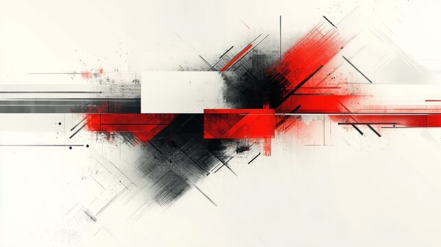 Abstract geometric business card wallpaper with bold intersecting lines in red and black on a white base - Powered by Adobe
