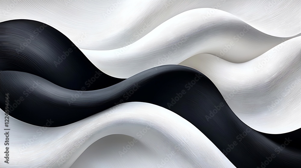 Poster abstract black and white flowing waves a dynamic digital art background