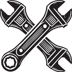 Obraz premium Black Adjustable Wrench Silhouette Vector, High-Quality Illustration on White Background