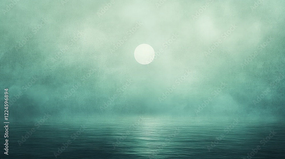 Poster minimalistic teal background with a faint texture and a single white circle in the center