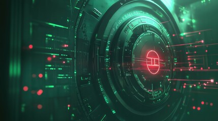 Obraz premium 3d vault door abstract cybersecurity with data flow background