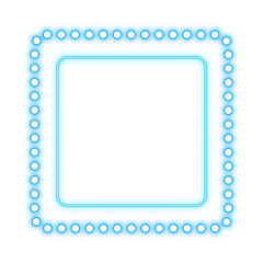 Blue Neon Frame Glow Effect - Transparent PSD Design