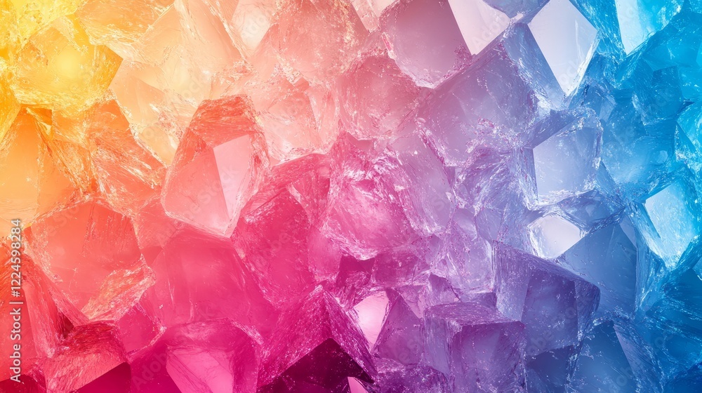 Poster abstract crystal-inspired background with faceted textures and a shimmering multicolored effect