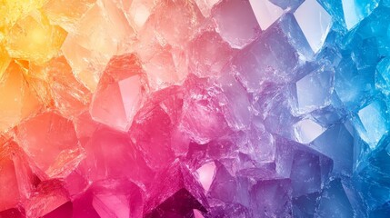 Abstract crystal-inspired background with faceted textures and a shimmering multicolored effect 