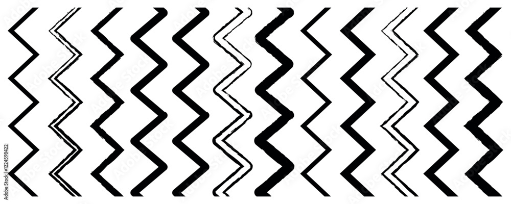 Poster set of wavy - curvy and zigzag lines pattern. squiggle zig zag frame with wiggle. set of grungy vect