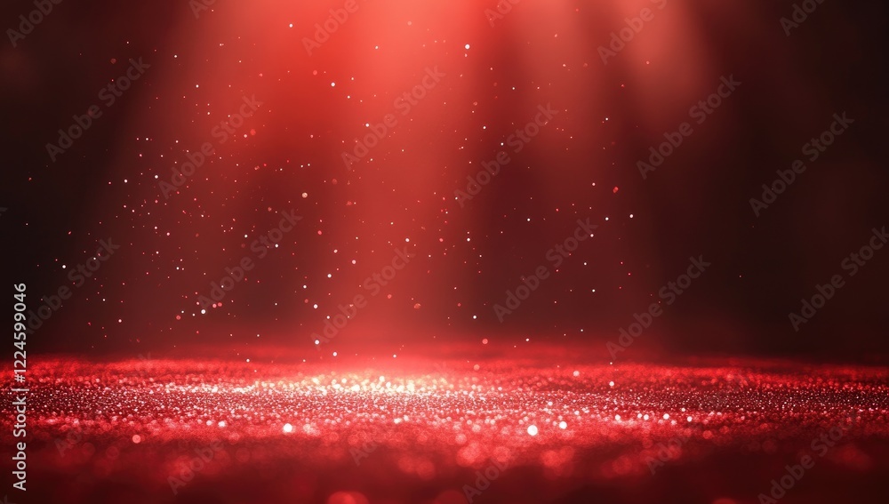 Poster abstract red background with heart bokeh valentine's day love, blurred defocused lights and empty sp