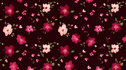 Dark Background Floral Seamless Pattern Design