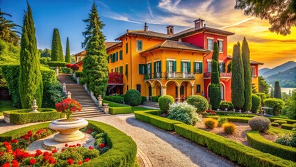 Obraz premium Venetian Villa, Italian Elegance, Stunning Landscape