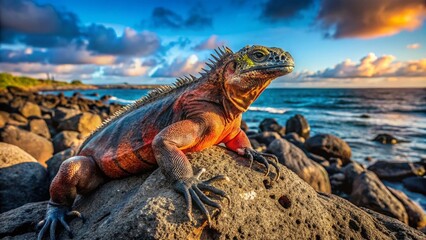 Desiccated Marine Iguana, Galapagos Islands, Ecuador - Aerial View