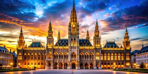 Naklejka premium Vienna Rathaus Architectural Beauty - Austria City Hall