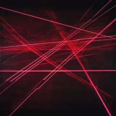 Abstract red laser light streaks, dark background, art, design