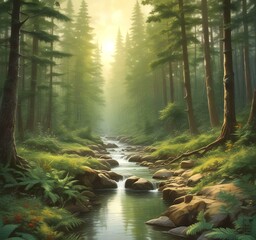 Fototapeta premium Illustration of green world.