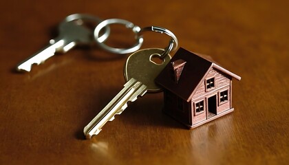 Modern Metal Keys with a House Keychain, Isolated on Transparent Background. 6